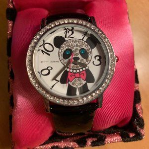 Betsey Johnson Bling Panda Watch Black